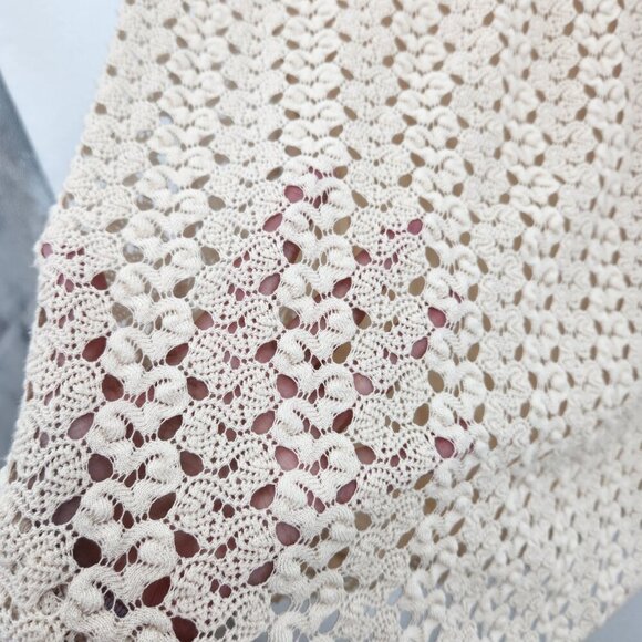 Free People Ivory Crochet Gypsy Boho Scoop Midi Sheath Dress Size Large - Picture 7 of 13